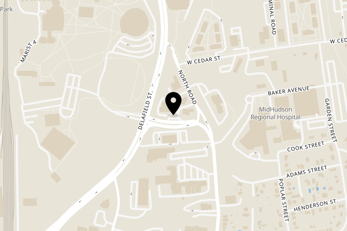 Map showing the location of Herbs & Dough on 11 Marist Dr in Poughkeepsie